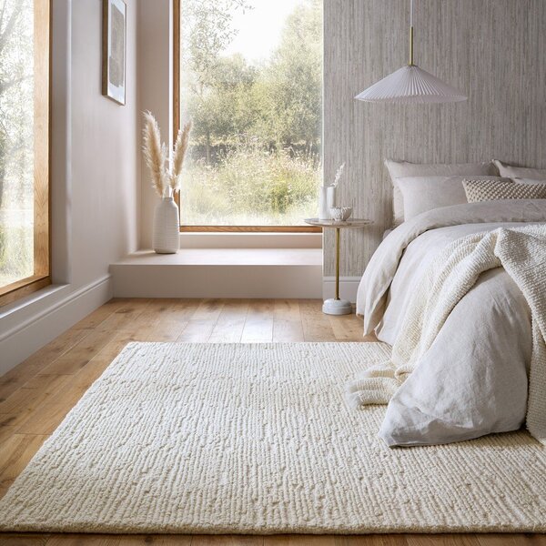 Slonokoščena ročno tkana volnena preproga 160x230 cm Harris Boucle – Flair Rugs