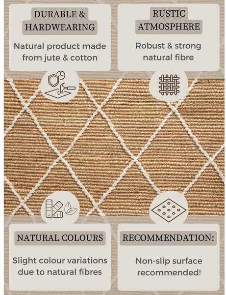 Ročno tkana preproga iz jute v naravni barvi 80x150 cm Kunu – Hanse Home