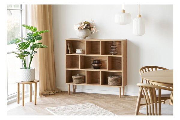 Regal v hrastovem dekorju v naravni barvi 112x104,5x30 cm Oshawa – House Nordic