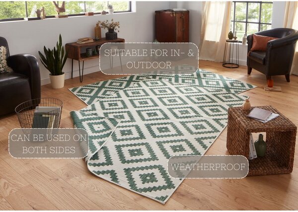 Zeleno-krem zunanja preproga NORTHRUGS Malta, 80 x 150 cm