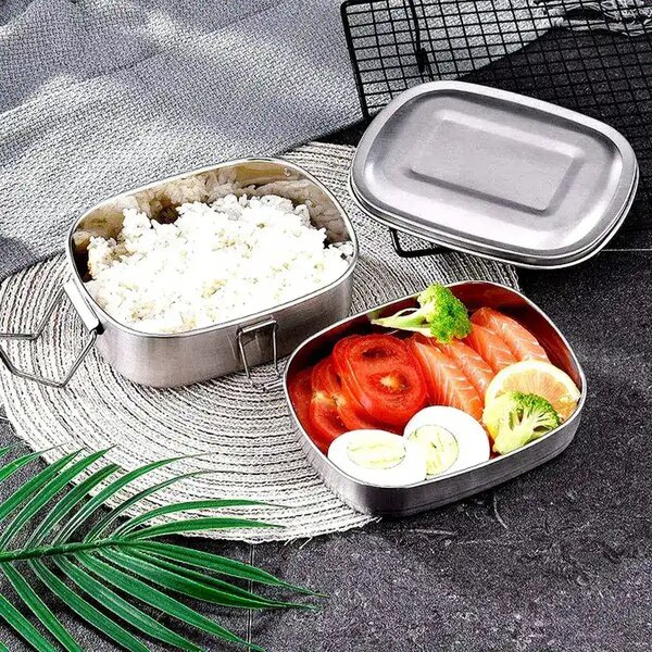 Turistična 3 delna inox lunch box posoda za hrano in kuhanje 900ml