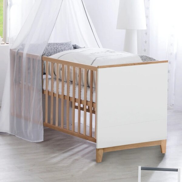 Otroška posteljica iz masivne bukve v beli in naravni barvi 70x140 cm Finn – Roba