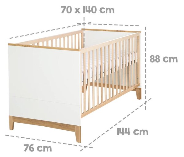 Otroška posteljica iz masivne bukve v beli in naravni barvi 70x140 cm Finn – Roba