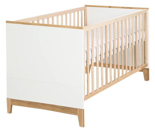Otroška posteljica iz masivne bukve v beli in naravni barvi 70x140 cm Finn – Roba