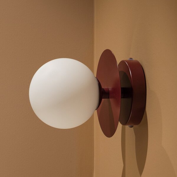Globen Lighting stenska svetilka ART DECO bordo/bela Ø16cm IP44, zatemnjen, Rdeča, Dnevna soba / jedilnica, Steklo, Skandinavski