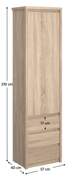 KONDELA Regal s predalom 1D3S, hrast sonoma, NORTY TIP 5