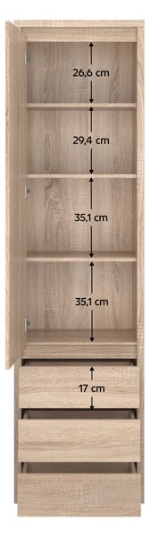 KONDELA Regal s predalom 1D3S, hrast sonoma, NORTY TIP 5