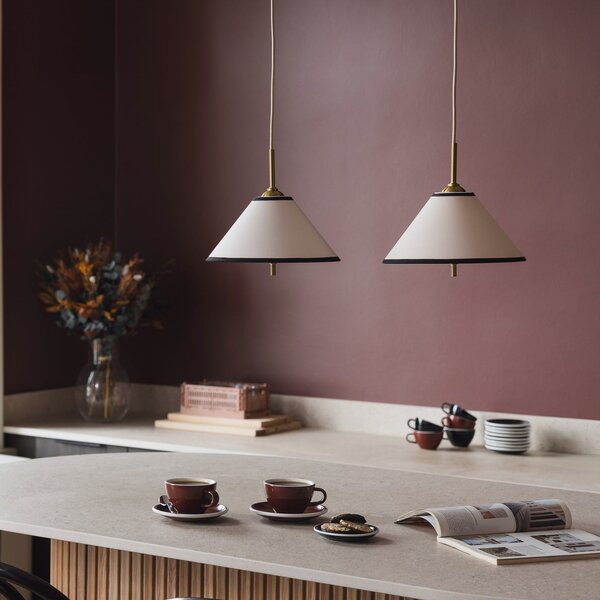 Globen Lighting viseča svetilka IRIS 25, krem barve, premer 25 cm, zatemnjen, Bež, Dnevna soba / jedilnica, Tkanine / tekstil, Skandinavski