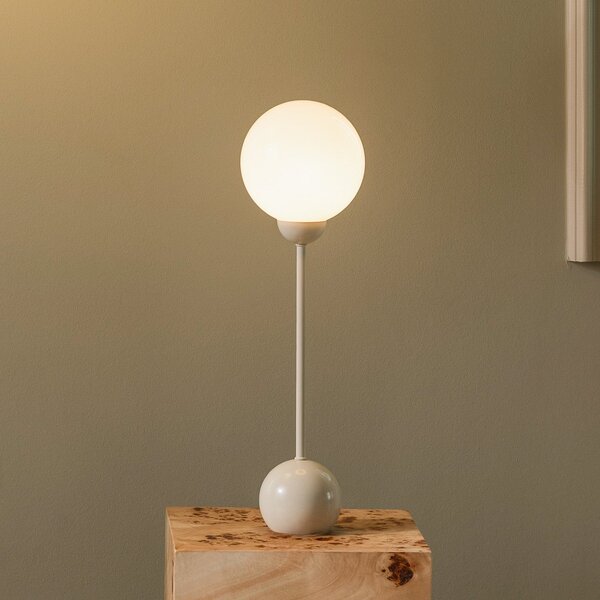 Globen Lighting namizna svetilka Ripley, bež, višina 52 cm, železo/steklo, Bež, Dnevna soba / jedilnica, Kovina, Dizajn