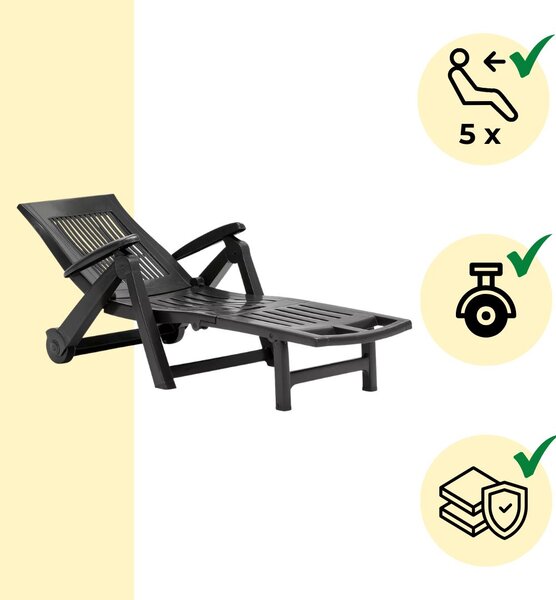 Vrtni ležalnik ZIRCONE, 72×195×101 cm, antracitna I.P.A.E-Progarden