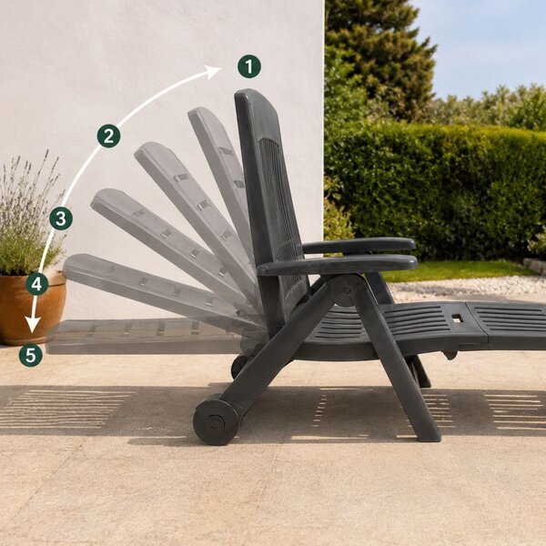 Vrtni ležalnik ZIRCONE, 72×195×101 cm, antracitna I.P.A.E-Progarden
