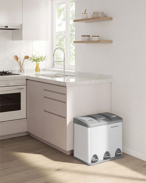 Koš za ločehvanje odpadkov SORT 24l (3x8l), siva/bela SongmicsHome