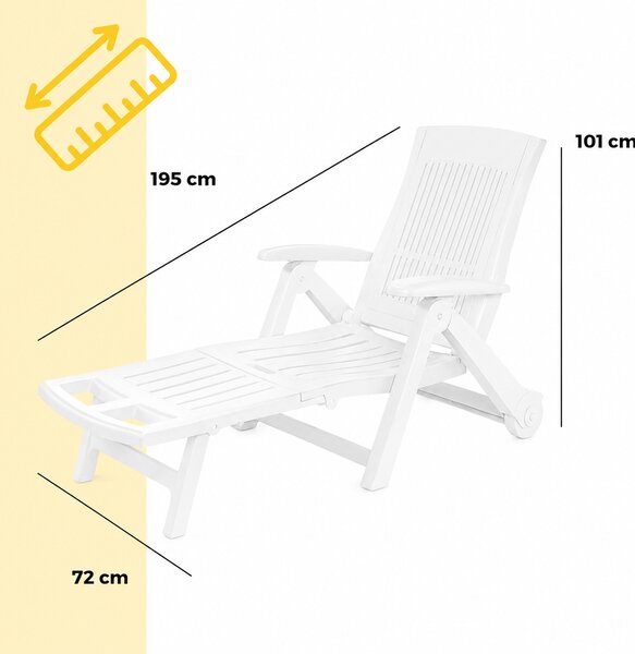 Vrtni ležalnik ZIRCONE, 72×195×101 cm, bela I.P.A.E-Progarden
