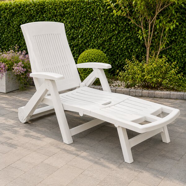 Vrtni ležalnik ZIRCONE, 72×195×101 cm, bela I.P.A.E-Progarden