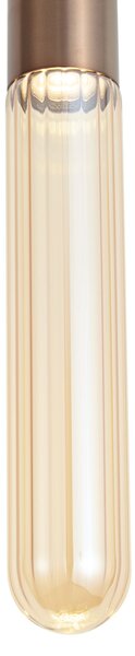 Art Deco viseča svetilka temna bronasta z rebrastim steklom IP44 - Walcott
