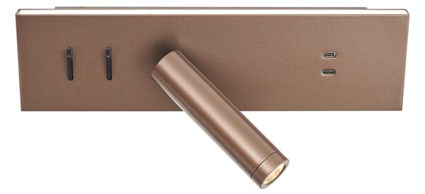 Komplet 2 modernih stenskih svetilk temno bronaste barve, nastavljivih z USB-C vklj. LED - Modric