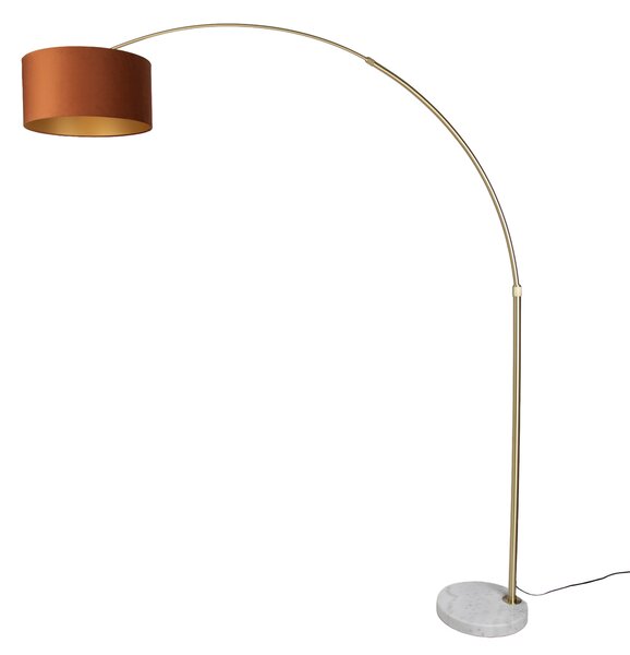 Jeklena stoječa svetilka z oranžnim senčilom in zlatim interierjem 50 cm - XXL