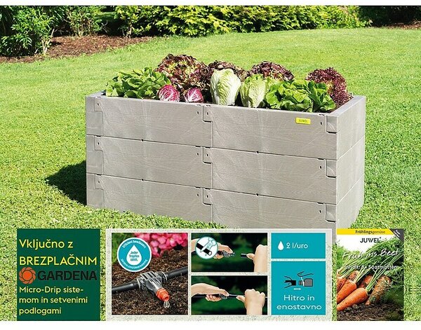 Juwel Visoka greda Timber z Gardena namakalnim sistemom Microdrip (130 x 60 x 60 cm, Plastika, Siva)
