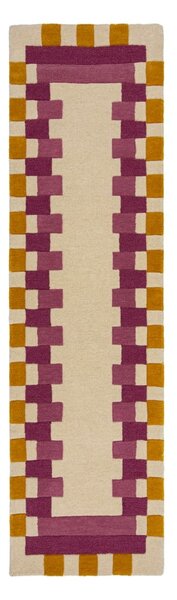 Rumen/rožnat ročno tkan volnen tekač 60x230 cm Kai Wool Border – Flair Rugs