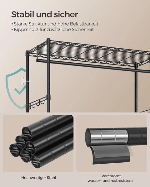 Stojalo za oblačila, odprta omara, 40 x 90 x 180 cm (D x Š x V), črna | SONGMICS