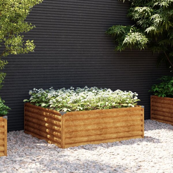 VidaXL Vrtna visoka greda 100x100x36 cm corten jeklo