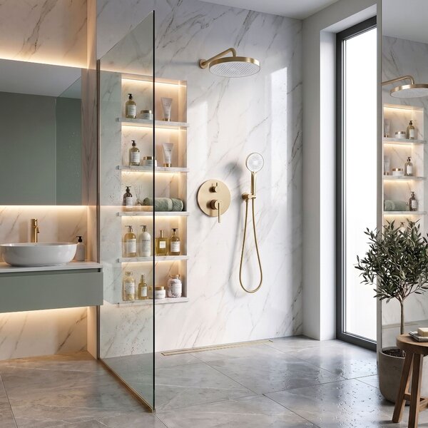 Komplet za tuširanje za vgradnjo Rea Grace Brush Gold + BOX