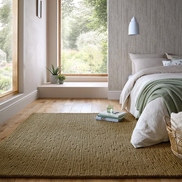 Kaki zelena ročno tkana volnena preproga 160x230 cm Harris Boucle – Flair Rugs