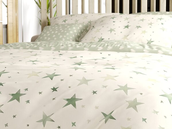 Posteljnina iz mikrovlaken STARS HEARTS zelena Dimenzije posteljnine: 70 x 90 cm | 140 x 200 cm