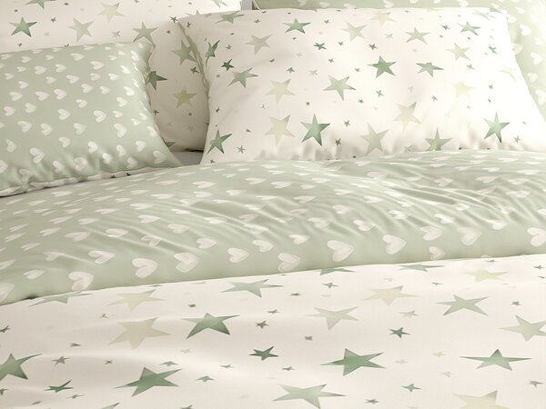 Posteljnina iz mikrovlaken STARS HEARTS zelena Dimenzije posteljnine: 70 x 90 cm | 140 x 200 cm