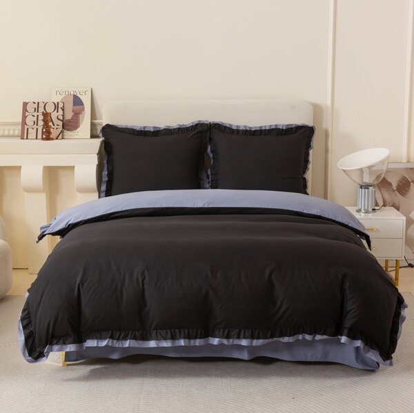 Posteljnina iz mikrovlaken RUFFORA črno-siva Dimenzije posteljnine: 70 x 80 cm | 140 x 200 cm