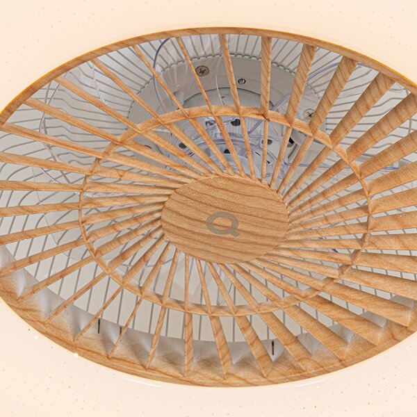 Stropni ventilator z lesnim potiskom z učinkom zvezd 60 cm vklj. LED zatemnitev z daljinskim upravljalnikom - Climo