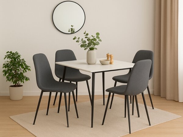 Jedilna miza RION 80x80 cm s keramično ploščo, beli marmor