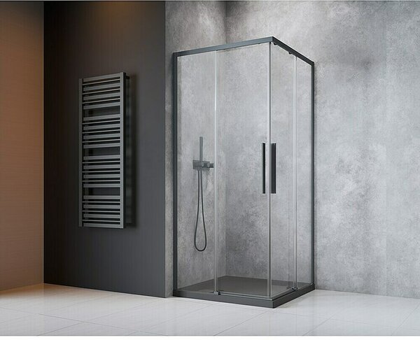 Camargue Kotni tuš Tampere (Do x Š x V: 90 x 90 x 195 cm, Brez premaza, Debelina: 6 mm, Kovinska barva, Prozorno steklo)