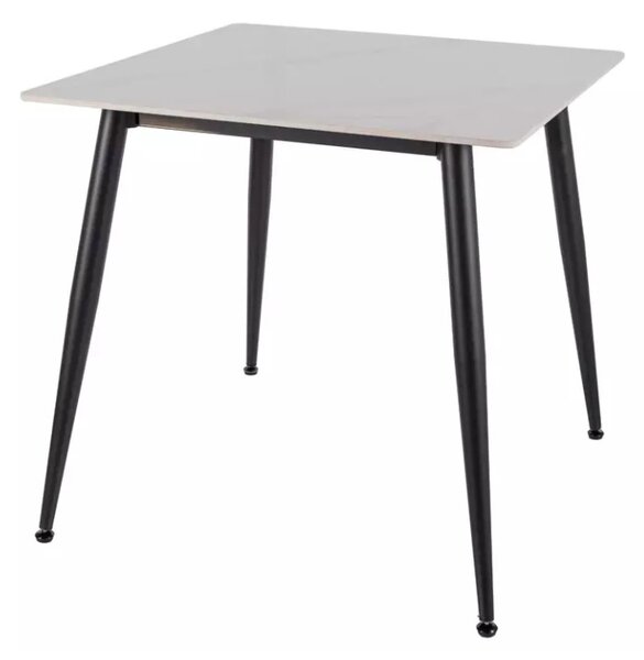 Jedilna miza RION 80x80 cm s keramično ploščo, beli marmor