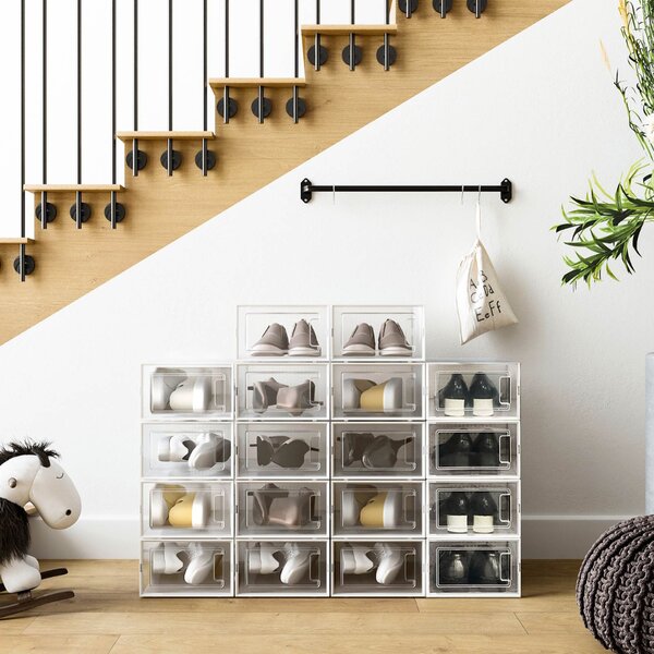 Organizator za čevlje MARI, 18 predalov, prozoren/bela SongmicsHome