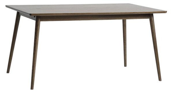 Rjava raztegljiva jedilna miza z mizno ploščo v hrastovem dekorju 150x90 cm Barrali – Unique Furniture