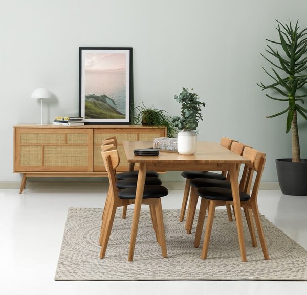 Raztegljiva jedilna miza z mizno ploščo v hrastovem dekorju 190x90 cm Barrali – Unique Furniture