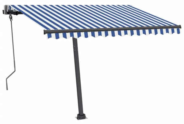 VidaXL Prostostoječa avtomatska tenda 300x250 cm modra/bela