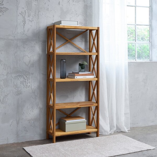 Regal iz masivnega hrasta v naravni barvi 70x161 cm X-Shelf – Unique Furniture