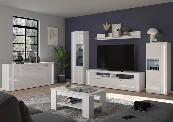 MID.YOU Dnevni Regal Skylight, Bela, Visoki Sijaj, 4-Delno
