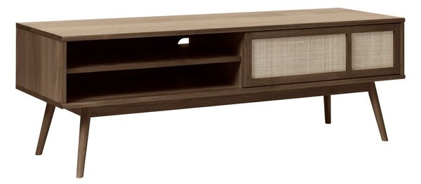 Temno rjava TV omarica v hrastovem dekorju 150x50 cm Barrali – Unique Furniture