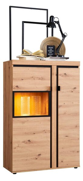 Mömax Vitrina Nyon, Barva Hrasta, Črna, Led