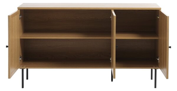 Nizka komoda v hrastovem dekorju 140x80 cm Pensacola – Unique Furniture