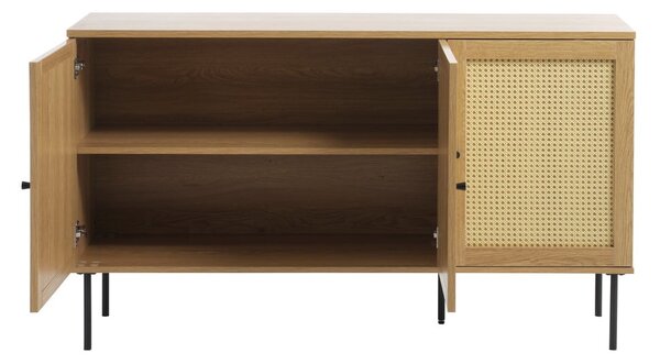 Nizka komoda v hrastovem dekorju 140x80 cm Pensacola – Unique Furniture