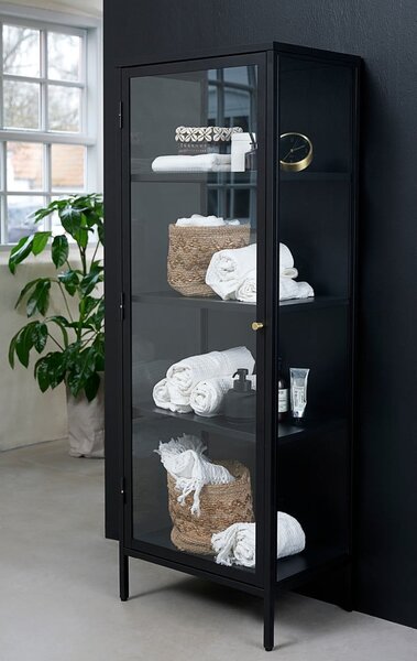 Črna kovinska vitrina 58x160 cm Carmel – Unique Furniture