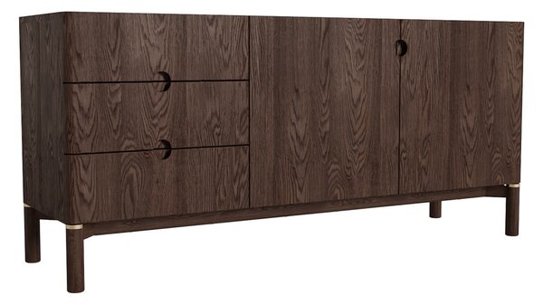 Temno rjava nizka komoda v hrastovem dekorju 160x73 cm Arun – Unique Furniture