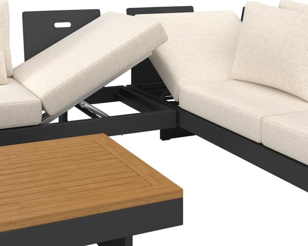 Bessagi Garden Lounge Garnitura Amaia, Aluminij, Masiven Les, Krem