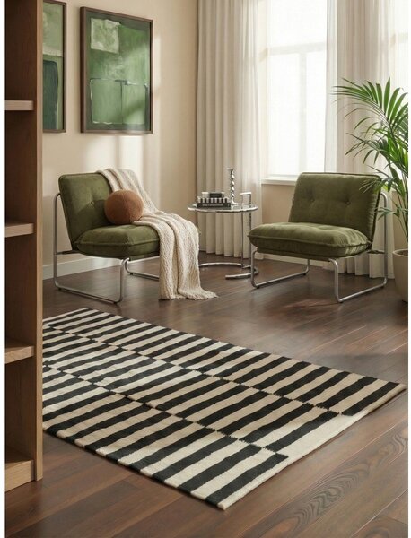 Črna/bela obojestranska ročno tkana volnena preproga 120x180 cm Donna – Hanse Home