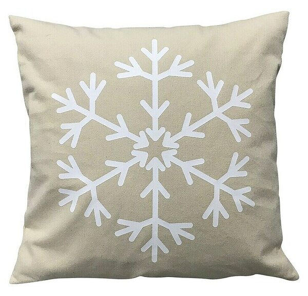 Blazina X-Mas (Snežinka, Bež barve, 45 x 45 cm, 100 % bombaž)