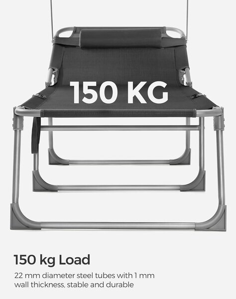 Zložljiv ležalnik s tendo 53 x 193 x 29,5 cm, obremenitev do 150 kg | SONGMICS
